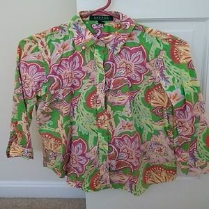 Womens petite M Ralph Lauren floral polo